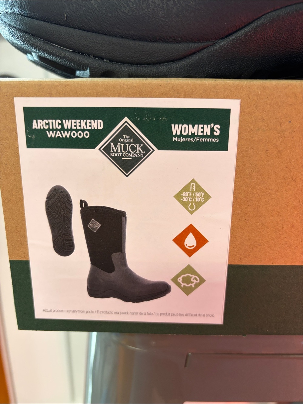 Women's Muck Boot Co. Arctic Weekend Black Waterproof Mid-Calf Boot Size 9M NWT - Picture 6 of 7